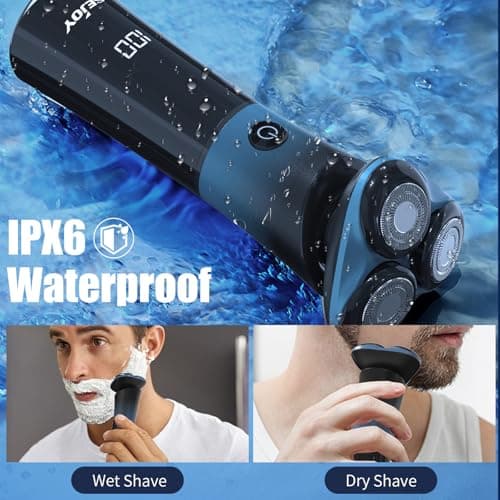 Sejoy Rasoirs électriques rechargeables pour homme, tête magnétique avec lame à dégagement rapide, auto-affûtant, IPX6, rasoirs électriques longue durée pour homme, Skyline