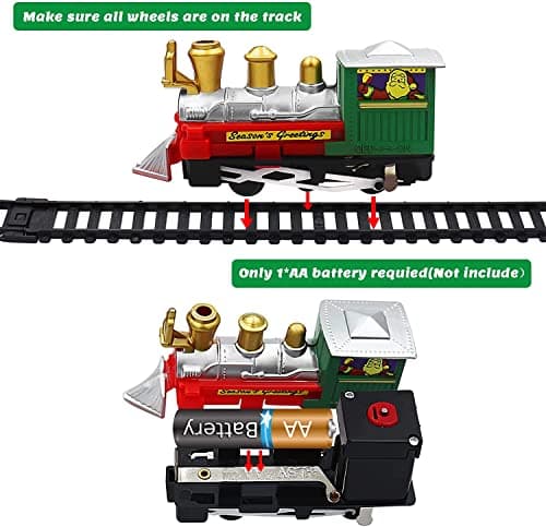 Train Electrique Noel Ensemble de Train pour Enfants, Décoration de Noël,Train de Noël électrique avec Rails, Ensemble de Train de Noël Facile à Assembler avec Chariots et chenilles