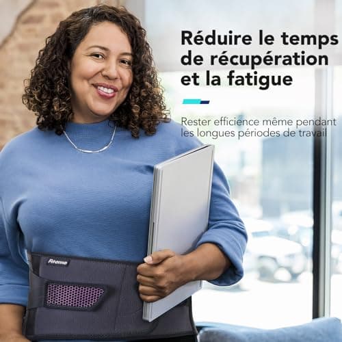 Fitomo Ceinture Lombaire Femme avec 7 Supports Métalliques, Ceinture Dorsale Femme Pour Sciatique, Hernie Discale, Scoliose, Ajustable et Respirant
