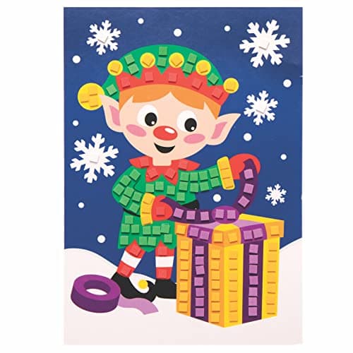 Baker Ross FC203 Dessins de Noël en Mosaïque pour Enfants - Lot de 4, Kit Creatif Enfant, Mosaique Loisir Creatif, Mosaique Autocollants Scrapbooking