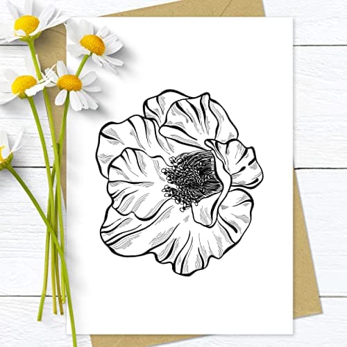 Newstamps Tampon en bois Motif coquelicot Pour la fabrication de cartes, le bricolage, les fleurs, les plantes, le scrapbooking
