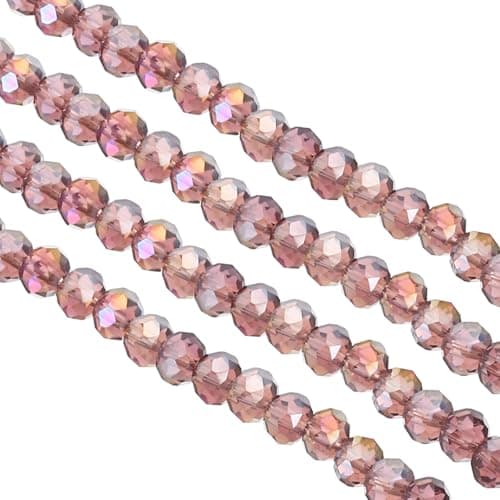 PATIKIL Perles en Verre Briolette Rondelle de 6 mm, 10 Pièces de Petites Perles Rondes Facettées en Cristal pour Fabrication de Bijoux, Bracelets, Colliers, Bagues Diy, Violet