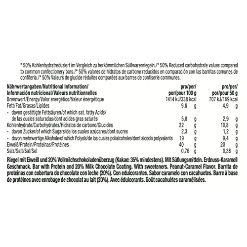 Weider Low Carb High Protein Protein Bar, caramel aux cacahuètes, 24 pièces par boîte, Fitness & Bodybuilding, 24 x 50 g