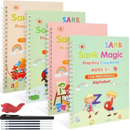 Sunshine smile Livre Manuscrit Reutilisable,Calligraphie Magique Enfant,Calligraphie Magique,Manuscrite Livre De Calligraphie,Cahier De Pratique anglais magie,Calligraphie Magique Réutilisable (4-A)