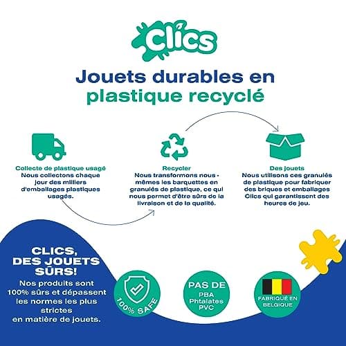 Clics Jouets de Construction pour Les Enfants à partir de 3 Ans, Jouets éducatifs créatifs dans Un Ensemble de 275 pièces, Blocs de Construction pour Filles et garçons, Jouets Montessori STEM,