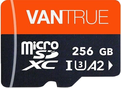 Vantrue 256 Go Carte mémoire microSDXC UHS-I U3 4K avec Adaptateur Compatible avec Dashcam, Smartphone, Tablette, caméra d'action et caméra de Surveillance (256Go)