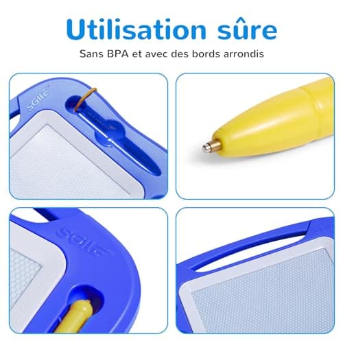 SGILE Tablette à Dessin Magnétique pour Enfants, Ardoise Magique Effaçable et Colorée avec Stylo Magnétique, Tableau Magique avec Trois Tampons, Jouet de Voyage, Cadeau d'anniversaire, Bleu