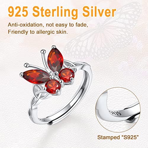 SILVERCUTE Bague Femme Entrelacs Argent 925 avec Pierre de Naissance Juillet - Rubis Synthétique