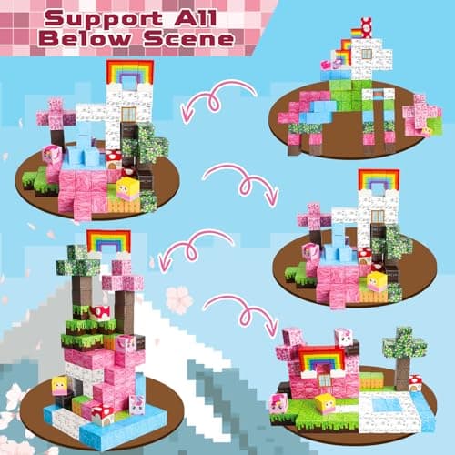 Blocs Magnétiques Monde de Construction Magnétique Construis Mon Monde Magnétique de Licorne de Rêve 100 Pièces Blocs Magnétiques Cadeaux Licorne pour Filles 4 5 6 7 8 9 Jeux Magnétiques Jouets