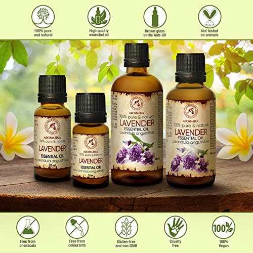 Huile Essentielle de Lavande - 20ml - Lavandula Angustifolia pour Diffuseur - Aromathérapie - Pure et Naturelle - HE Lavande - Visage - Sauna - Détente - Apaisant - Bon Sommeil - Entretien des Tissus