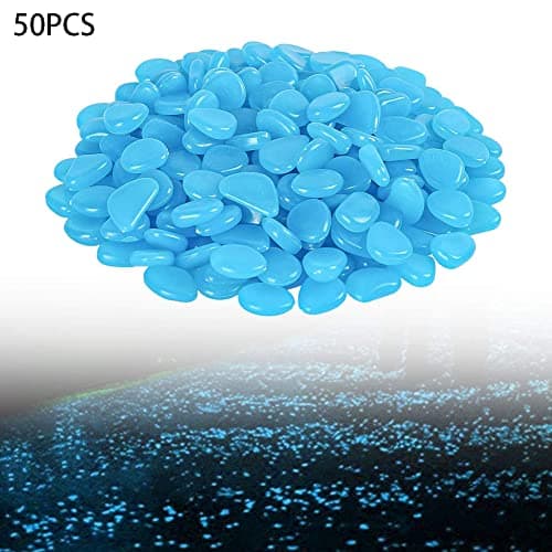 DAZZLEEX Lot de 50 galets phosphorescents pour aquarium Bleu