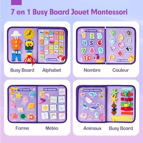 hahaland Busy Board Jouet Sirène Montessori pour Enfant 2 3 4 5 Ans 5 Couches Planche pour Fille de 3 Ans Cadeau pour Enfant Fille 2 3 4 5 Ans