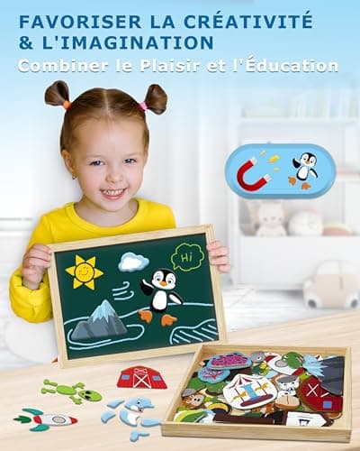 HELDENGUT® Puzzle en Bois Magnétique dès 3 Ans - Jouet pour Filles dès 3 Ans - Jeu Magnétique Créatif & Durable dès 3 Ans