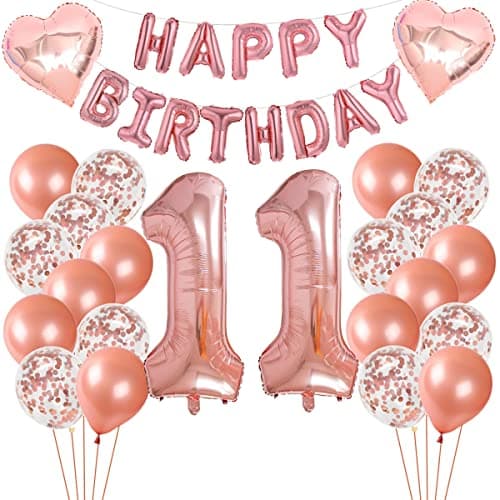 Ballon 11e anniversaire or rose, décoration anniversaire 11 ans fille, décoration 11 anniversaire fille, décoration 11 anniversaire or rose, ballon 11.Ballon aluminium décoration anniversaire