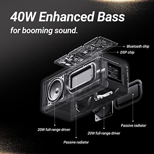 BOGASING Enceinte Puissante M5, 40W Surround Stéréo, Basses Profondes Haut Parleur, Autonomie 30 h, Bluetooth 5.3, Étanche IPX7, EQ, AUX, TF Carte, USB, sans Fil Portable pour d'Extérieur