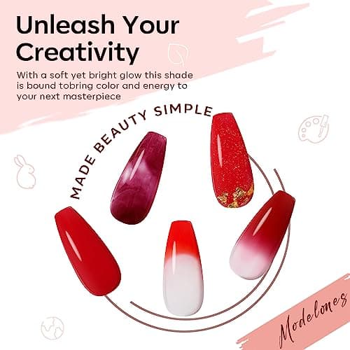 Modelones Polygel Rouge Pailleté 6 Couleurs 15 ml Poly gel Extension pour Ongles Faux Ongles Construction Vernis Semi Permanent Quick Building Gel Complet pour Halloween Manucure Nail Art Kit