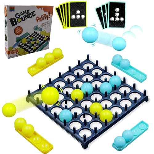 Jeu de Balle Rebondissante, Jeu de Société Interactif Parents-Enfants, Jeux de Table Balle Rebondissante, avec 16 Balles et 9 Cartes de Tâches, Bouncing Ball, Jeu Familial Amusant pour 2-4 Joueurs