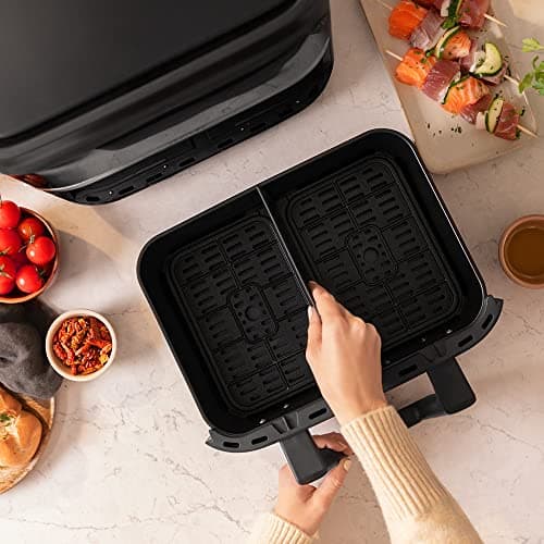 Cecotec Air Fryer Cecofry Dual 9000. Friteuse à Air sans Huile, 9L, 2850W, 6 Modes, Technologie PerfectCook, Design Compact et Panneau Tactile Multifonction