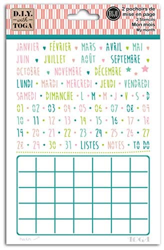 D.I.Y with Toga Mois Pochoirs Bullet Agenda, Plastique, Blanc, 15x20cm