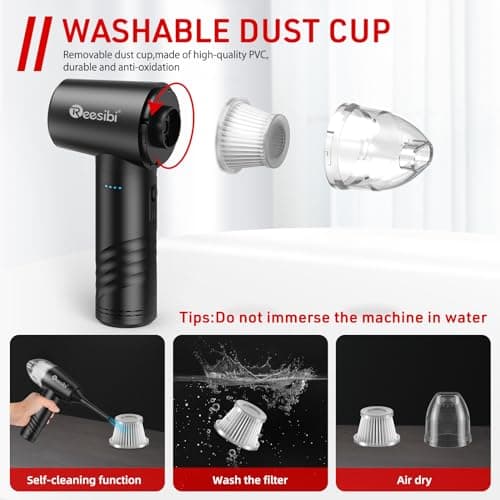 Reesibi 3 en 1 Portable Aspirateur et Souffleur Air Comprimé, 3 Vitesses 110000 RPM Dépoussiérants Puissants électrique, 10Kpa Mini aspirateur pour PC Nettoyage, Clavier,Voiture, Canapé, Maison
