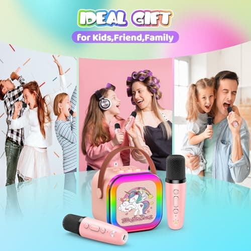 Dromlag Karaoke Enfant, Licorne Fille Cadeau Noel Enfant Jouet Enfant 3-12 Ans Micro Karaoke Cadeau Fille 4-12 Ans Karaoke Adulte Jouet Fille 3-12 Ans Microphone Karaoke