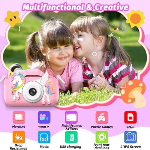Appareil Photo Enfant, masterbee Appareils Photos Numériques Licorne Jouet pour Enfants 3 à 12 Ans, Cadeau Fille de Noël/d'anniversaire, Enregistreur Vidéo HD 1080p, Caméras Jeu Enfant