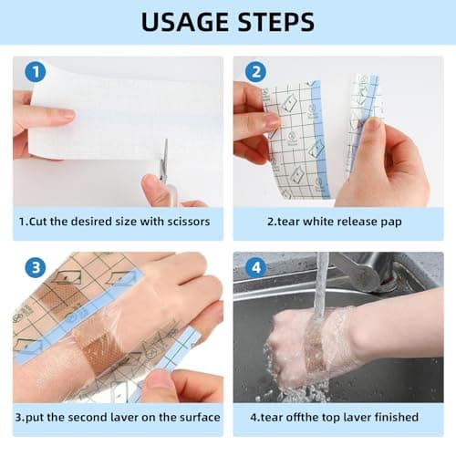 Pansement Etanche Tatouage, Pansement Tatouage Waterproof, Transparent Pansement Bandage, Bandage Adhésif Extensible, Adhésif Film Transparent Plaie, pour la Baignade et le Bain (10cm * 10m)