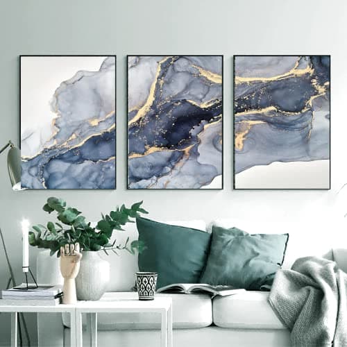 Peinture islamique sur toile, calligraphie arabe d'Allah sur fond de marbre, poster pour salon, chambre, maison, non encadré (3pcs-60 x 90 cm)