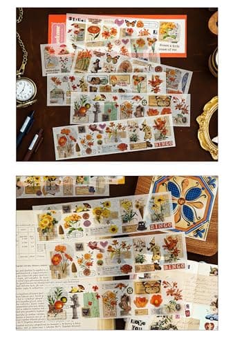Ptyism 612 Pièces/48 Feuille Autocollant Scrapbooking,Stickers Scrapbooking丨Scrapbooking Autocollant Autocollants pour Scrapbooking Pour DIY Bullet Journal Scrapbooking etc