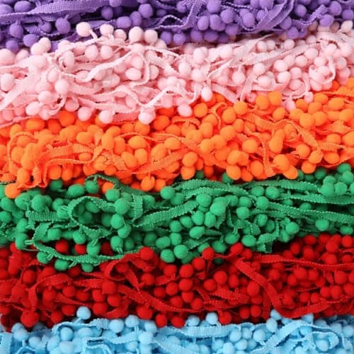 Allayu Ruban à Franges en Boule de Garniture Pom Pratique, Large Application, Plusieurs Couleurs Disponibles, 5 Yards, Dentelle en Polyester Facile, Jaune Fluo