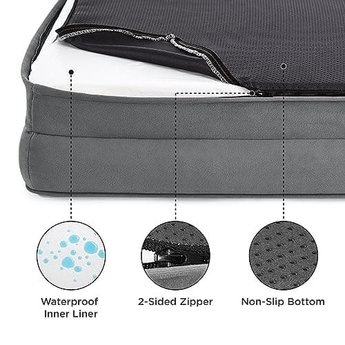 Bedsure Panier Chien Grande Taille - Canapé Chien Orthopedique et Dehoussable, Lit pour Chien Lavable, Anti-dérapant et Ultra Doux Gris, Taille 89x63x16 cm