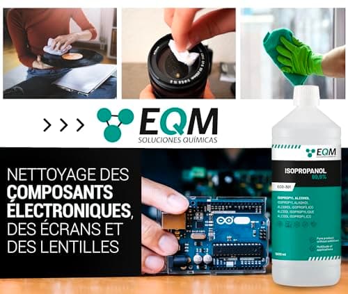 EQM - ECO-301 - Alcool Isopropylique Pur à 99,9% - 1L - Nettoyage de composants électroniques, objectifs et écrans - Nettoyage des résines d'impression 3D