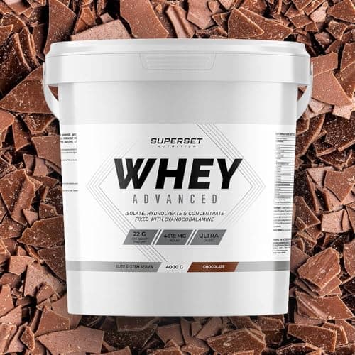 Superset Nutrition - 100% Whey Proteine Advanced (4kg) - 74% de protéines - Isolat + Concentrat + Hydrolysat, Digestion optimisée, Riche en BCAA et en glutamine - Chocolat