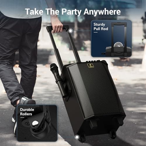 TONOR Enceinte Karaoké avec 2 Microphones sans Fil, Karaoke Complet avec Réglage des Graves/Aigus, Enceinte Sono Haut-Parleur Bluetooth Portable avec Lumières DJ pour Maison Fête Classe et Eglise K20