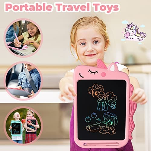 NOBES Ardoise Magique Licorne Jouet Enfant 2 3 4 5 6 Ans Fille, Tablette Dessin 10 Pouces, Tablette D'écriture, Cadeau d'anniversaire Noël Jouets Fille 3 4 5 6 Ans (Rose)