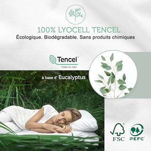 Protège Matelas 140x200-30 cm Qualité Supérieure Oeko-TEX® ~ Alèse Imperméable en Fibre Luxe TencelTM Écologique ~ Forme Drap Housse