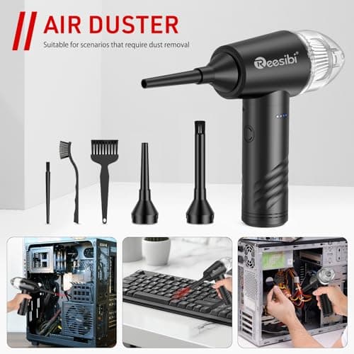 Reesibi 3 en 1 Portable Aspirateur et Souffleur Air Comprimé, 3 Vitesses 110000 RPM Dépoussiérants Puissants électrique, 10Kpa Mini aspirateur pour PC Nettoyage, Clavier,Voiture, Canapé, Maison