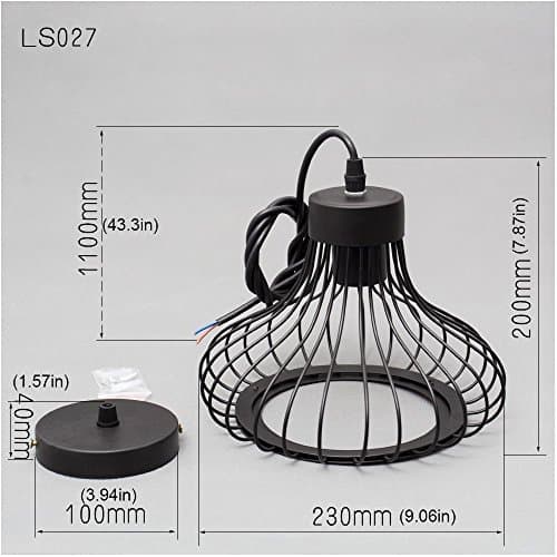 Chrasy E27 Industriel Vintage Métal Suspensions Cage Noir Retro Plafonnier Luminaire Vintage Plafond Plafonnier Lumiere Lampe Pendentif Lumiere Cage Antique Suspensions Luminaire