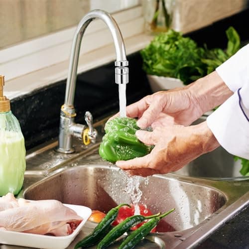 Baxcdyswe 2 Pièces Mousseur Robinet Economie Eau, 360° Pivotant Embout Robinet Cuisine, Embout Robinet Salle de Bain, Embout Mitigeur Cuisine Douchette, Adaptateur Robinet Cuisine Extension