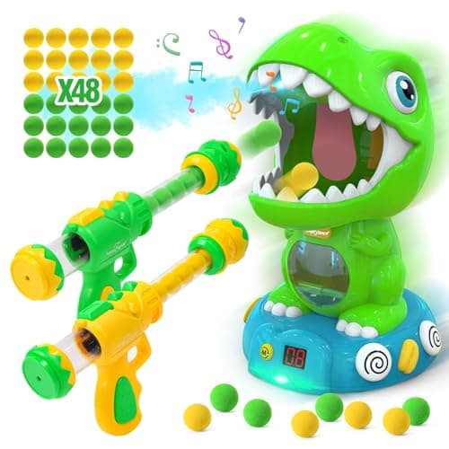 EagleStone Dinosaure Télécommandé avec Tir en Mouvement pour Enfants 3-8 Ans, Jeu de Tir Électronique avec Effets de Fumée, Compteur de Score Automatique, Lumières & Sons, Jouet de Fête