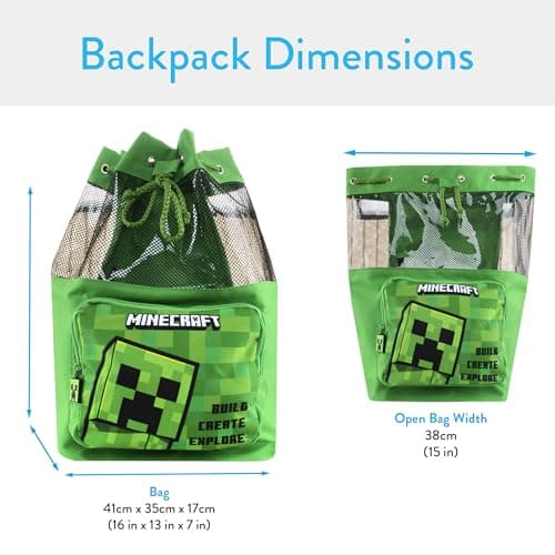 Minecraft Swimbag | Sacs à Dos Pour Enfant | Creeper Sac de Natation Garçons | Vert