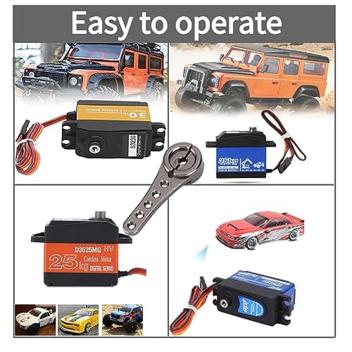 Bras de klaxon de servo de Direction, Alliage d'aluminium Long Bras de klaxon de servo de Direction 25T Compatible avec 1/10 1/8 1/5 RC Car(Titane)