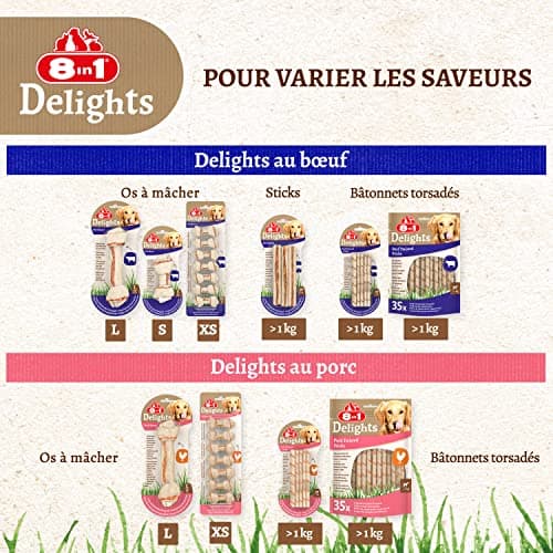 8in1 Delights Twisted Sticks - Sticks torsadés à Mâcher garnis de poulet pour Chien - 35 pièces