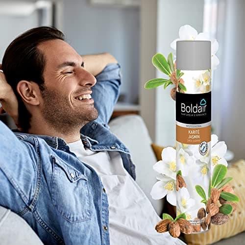 BOLDAIR - Aérosol parfumant Karité jasmin - Elimine les mauvaises odeurs - Parfume agréablement - Forte rémanence - Pulvérisation sèche - 750 ml - Fabrication française