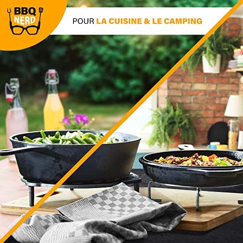 BBQ-Nerd© Cocotte 3,5 l avec fonction 2 en 1 | Ensemble de cuisine : marmite pour cuisinière, four et barbecue avec poêle | casserole en fonte