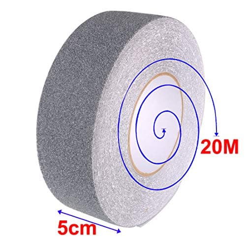 Gebildet 20m x 5cm Bande Antidérapante adhésive Forte Adhésif Ruban Autocollant Antidérapante pour Intérieur et Extérieur pour la Sécurité au Travail et la Maison, Bande Sécurité, Grise