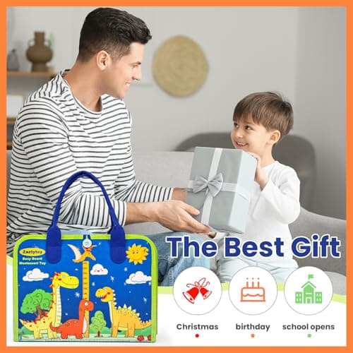 Zaztytoy Busy Board Montessori en Feutre - Jouet Montessori Sensoriel pour Enfants 1-4 Ans, Livre Montessori de Développement Motricité Fine, Cadeau Jouet Garcon Fille Anniversaire Noel