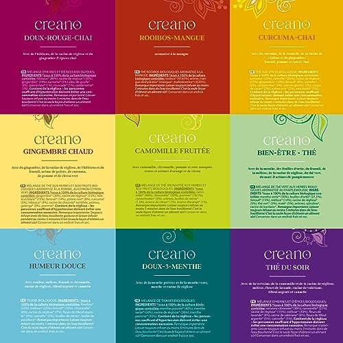 Creano Coffret cadeau de tisane bio « Thé d'automne bio » – 27 sachets de thé bio en 9 variétés différentes – 54 g – NOUVEAUTÉ 2022*