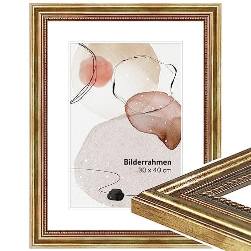 WANDStyle Cadre photo or 13x18 cm en bois de style baroque avec support et accroche, cadres pour photo Made in Germany - H450