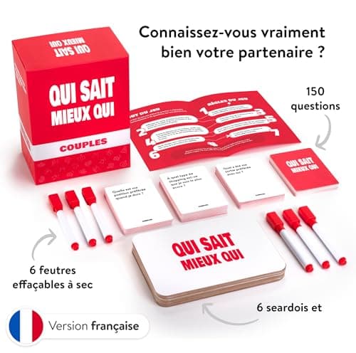 The World Game Qui Sait Mieux Qui - Jeu de Société pour Couple - Qui Connaît l'autre Le Mieux ? - des Cartes pour Une Soirée Anniversaire ou Cadeau de Saint-Valentin pour Homme et Femme Adultes